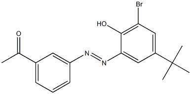 1-(3-{(E)-2-[3-bromo-5-(tert-butyl)-2-hydroxyphenyl]diazenyl}phenyl)-1-ethanone Struktur