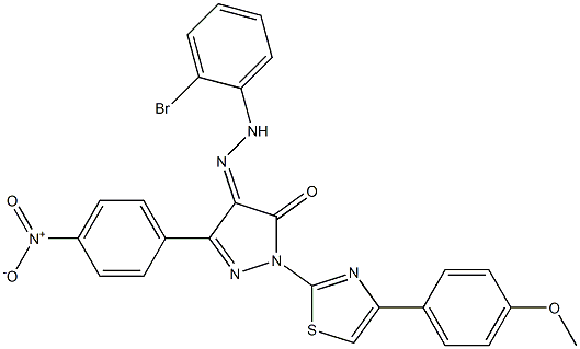 1-[4-(4-methoxyphenyl)-1,3-thiazol-2-yl]-3-(4-nitrophenyl)-1H-pyrazole-4,5-dione 4-[N-(2-bromophenyl)hydrazone] Struktur