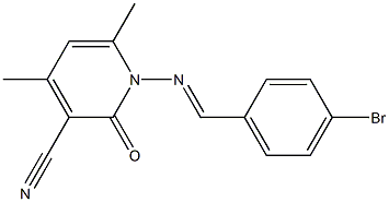 1-{[(E)-(4-bromophenyl)methylidene]amino}-4,6-dimethyl-2-oxo-1,2-dihydro-3-pyridinecarbonitrile Struktur