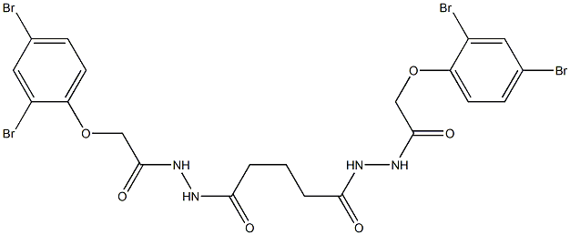 2-(2,4-dibromophenoxy)-N'-(5-{2-[2-(2,4-dibromophenoxy)acetyl]hydrazino}-5-oxopentanoyl)acetohydrazide Struktur