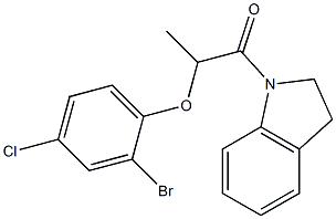 2-(2-bromo-4-chlorophenoxy)-1-(2,3-dihydro-1H-indol-1-yl)-1-propanone Struktur