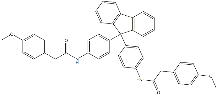 2-(4-methoxyphenyl)-N-{4-[9-(4-{[2-(4-methoxyphenyl)acetyl]amino}phenyl)-9H-fluoren-9-yl]phenyl}acetamide Struktur