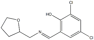 2,4-dichloro-6-{[(tetrahydro-2-furanylmethyl)imino]methyl}phenol Struktur