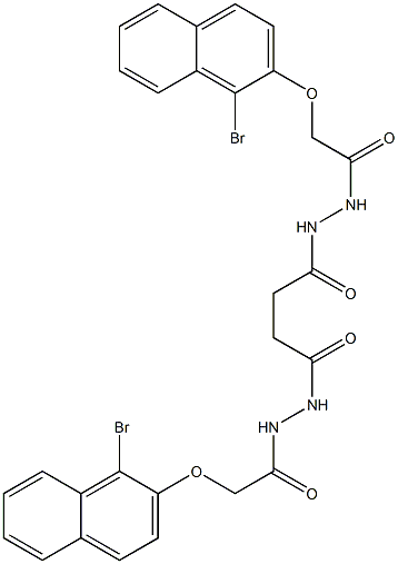 2-[(1-bromo-2-naphthyl)oxy]-N'-[4-(2-{2-[(1-bromo-2-naphthyl)oxy]acetyl}hydrazino)-4-oxobutanoyl]acetohydrazide Struktur