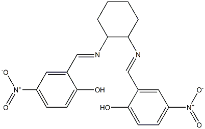 2-{[(2-{[(E)-(2-hydroxy-5-nitrophenyl)methylidene]amino}cyclohexyl)imino]methyl}-4-nitrophenol Struktur