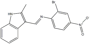 N-(2-bromo-4-nitrophenyl)-N-[(E)-(2-methyl-1H-indol-3-yl)methylidene]amine Struktur