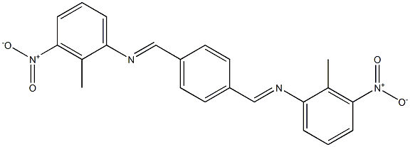 N-(2-methyl-3-nitrophenyl)-N-[(E)-(4-{[(2-methyl-3-nitrophenyl)imino]methyl}phenyl)methylidene]amine Struktur