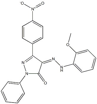 3-(4-nitrophenyl)-1-phenyl-1H-pyrazole-4,5-dione 4-[N-(2-methoxyphenyl)hydrazone] Struktur