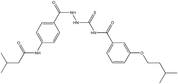 3-(isopentyloxy)-N-[(2-{4-[(3-methylbutanoyl)amino]benzoyl}hydrazino)carbothioyl]benzamide Struktur