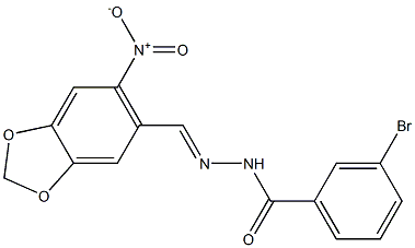 3-bromo-N'-[(E)-(6-nitro-1,3-benzodioxol-5-yl)methylidene]benzohydrazide Struktur