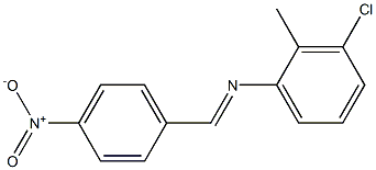 N-(3-chloro-2-methylphenyl)-N-[(E)-(4-nitrophenyl)methylidene]amine Struktur