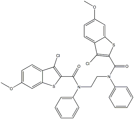 3-chloro-N-(2-{[(3-chloro-6-methoxy-1-benzothiophen-2-yl)carbonyl]anilino}ethyl)-6-methoxy-N-phenyl-1-benzothiophene-2-carboxamide Struktur