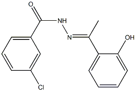 3-chloro-N'-[(E)-1-(2-hydroxyphenyl)ethylidene]benzohydrazide Struktur