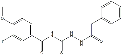 3-iodo-4-methoxy-N-{[2-(2-phenylacetyl)hydrazino]carbothioyl}benzamide Struktur