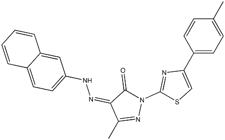 3-methyl-1-[4-(4-methylphenyl)-1,3-thiazol-2-yl]-1H-pyrazole-4,5-dione 4-[N-(2-naphthyl)hydrazone] Struktur