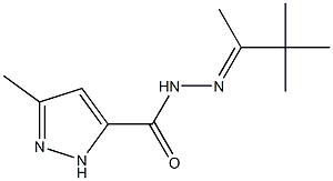 3-methyl-N'-[(E)-1,2,2-trimethylpropylidene]-1H-pyrazole-5-carbohydrazide Struktur