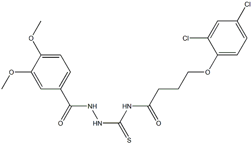 4-(2,4-dichlorophenoxy)-N-{[2-(3,4-dimethoxybenzoyl)hydrazino]carbothioyl}butanamide Struktur