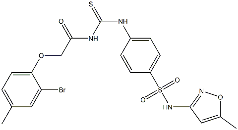 4-[({[2-(2-bromo-4-methylphenoxy)acetyl]amino}carbothioyl)amino]-N-(5-methyl-3-isoxazolyl)benzenesulfonamide Struktur