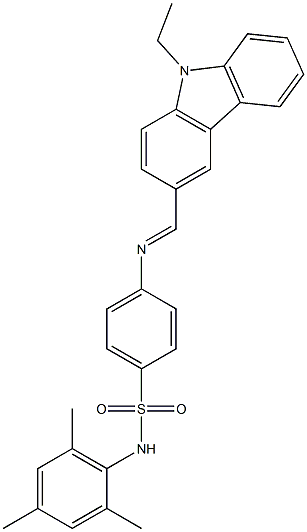 4-{[(E)-(9-ethyl-9H-carbazol-3-yl)methylidene]amino}-N-mesitylbenzenesulfonamide Struktur