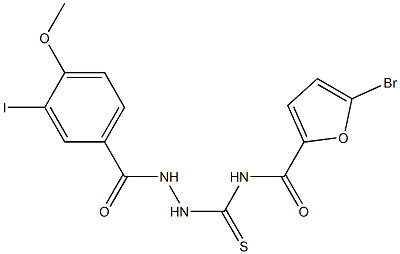 5-bromo-N-{[2-(3-iodo-4-methoxybenzoyl)hydrazino]carbothioyl}-2-furamide Struktur