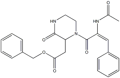 benzyl 2-{1-[(E)-2-(acetylamino)-3-phenyl-2-propenoyl]-3-oxo-2-piperazinyl}acetate Struktur