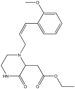 ethyl 2-{1-[(Z)-3-(2-methoxyphenyl)-2-propenyl]-3-oxo-2-piperazinyl}acetate Struktur