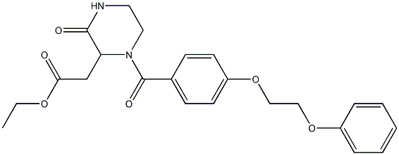 ethyl 2-{3-oxo-1-[4-(2-phenoxyethoxy)benzoyl]-2-piperazinyl}acetate Struktur