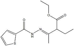 ethyl 2-ethyl-3-[(E)-2-(2-thienylcarbonyl)hydrazono]butanoate Struktur