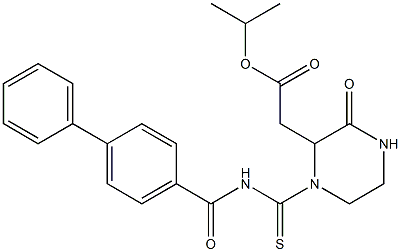 isopropyl 2-(1-{[([1,1'-biphenyl]-4-ylcarbonyl)amino]carbothioyl}-3-oxo-2-piperazinyl)acetate Struktur