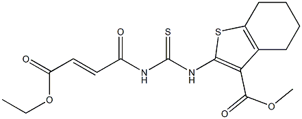 methyl 2-[({[(E)-4-ethoxy-4-oxo-2-butenoyl]amino}carbothioyl)amino]-4,5,6,7-tetrahydro-1-benzothiophene-3-carboxylate Struktur