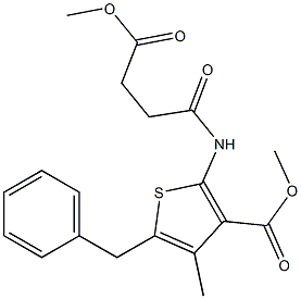 methyl 5-benzyl-2-[(4-methoxy-4-oxobutanoyl)amino]-4-methyl-3-thiophenecarboxylate Struktur