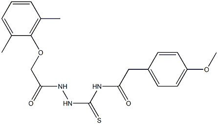 N-({2-[2-(2,6-dimethylphenoxy)acetyl]hydrazino}carbothioyl)-2-(4-methoxyphenyl)acetamide Struktur