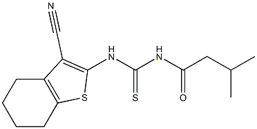 N-(3-cyano-4,5,6,7-tetrahydro-1-benzothiophen-2-yl)-N'-(3-methylbutanoyl)thiourea Struktur