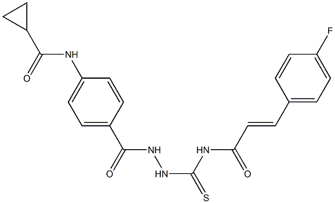 N-(4-{[2-({[(E)-3-(4-fluorophenyl)-2-propenoyl]amino}carbothioyl)hydrazino]carbonyl}phenyl)cyclopropanecarboxamide Struktur