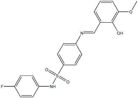 N-(4-fluorophenyl)-4-{[(E)-(2-hydroxy-3-methoxyphenyl)methylidene]amino}benzenesulfonamide Struktur