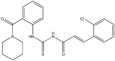 N-[(E)-3-(2-chlorophenyl)-2-propenoyl]-N'-[2-(1-piperidinylcarbonyl)phenyl]thiourea Struktur