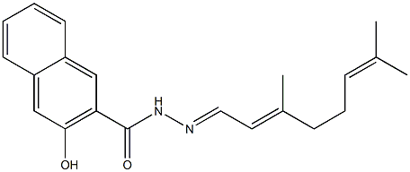 N'-[(E,2E)-3,7-dimethyl-2,6-octadienylidene]-3-hydroxy-2-naphthohydrazide Struktur