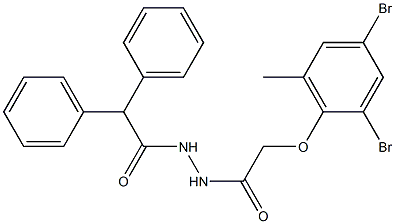 N'-[2-(2,4-dibromo-6-methylphenoxy)acetyl]-2,2-diphenylacetohydrazide Struktur