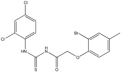 N-[2-(2-bromo-4-methylphenoxy)acetyl]-N'-(2,4-dichlorophenyl)thiourea Struktur