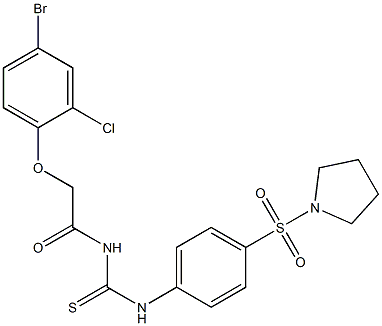 N-[2-(4-bromo-2-chlorophenoxy)acetyl]-N'-[4-(1-pyrrolidinylsulfonyl)phenyl]thiourea Struktur