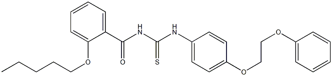 N-[2-(pentyloxy)benzoyl]-N'-[4-(2-phenoxyethoxy)phenyl]thiourea Struktur