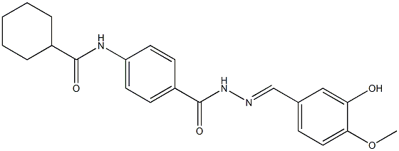 N-[4-({2-[(E)-(3-hydroxy-4-methoxyphenyl)methylidene]hydrazino}carbonyl)phenyl]cyclohexanecarboxamide Struktur