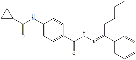 N-[4-({2-[(E)-1-phenylpentylidene]hydrazino}carbonyl)phenyl]cyclopropanecarboxamide Struktur