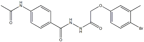 N-[4-({2-[2-(4-bromo-3-methylphenoxy)acetyl]hydrazino}carbonyl)phenyl]acetamide Struktur