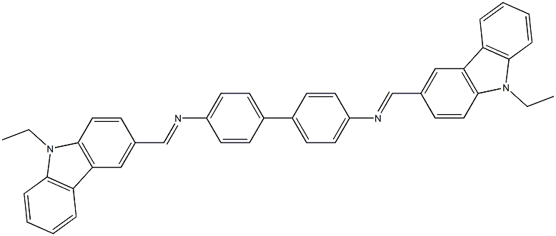 N-[(E)-(9-ethyl-9H-carbazol-3-yl)methylidene]-N-(4'-{[(E)-(9-ethyl-9H-carbazol-3-yl)methylidene]amino}[1,1'-biphenyl]-4-yl)amine Struktur