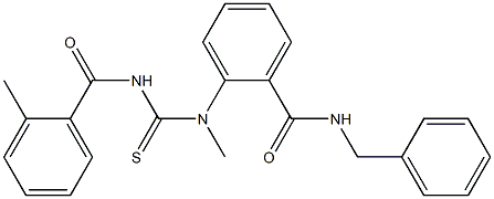 N-benzyl-2-(methyl{[(2-methylbenzoyl)amino]carbothioyl}amino)benzamide Struktur