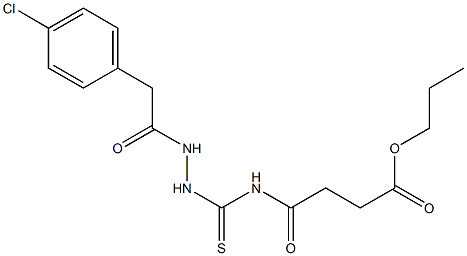 propyl 4-[({2-[2-(4-chlorophenyl)acetyl]hydrazino}carbothioyl)amino]-4-oxobutanoate Struktur