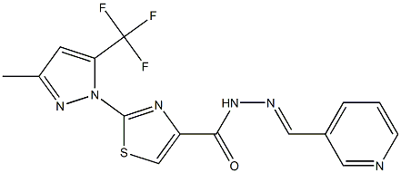 2-[3-methyl-5-(trifluoromethyl)-1H-pyrazol-1-yl]-N'-[(E)-3-pyridinylmethylidene]-1,3-thiazole-4-carbohydrazide Struktur