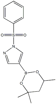 1-(Phenylsulfonyl)-4-(4,4,6-trimethyl-1,3,2-dioxaborinan-2-yl)-1H-pyrazole Struktur