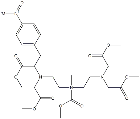 2-[N-(Methoxycarbonylmethyl)-N-[2-[N-methoxycarbonylmethyl-N-[2-bis(methoxycarbonylmethyl)aminoethyl]amino]ethyl]amino]-3-(4-nitrophenyl)propionic acid methyl ester Struktur